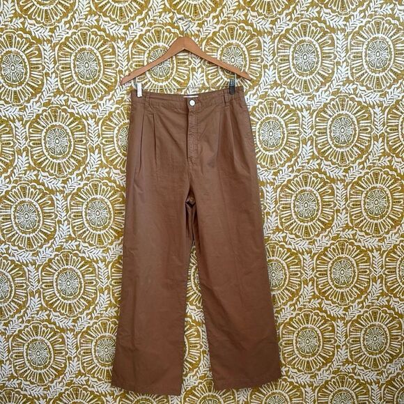NWOT Frame Pleat Front Wide Leg High Rise Cotton Chino Pants in Camel $348 Sz 30 - Picture 9 of 16